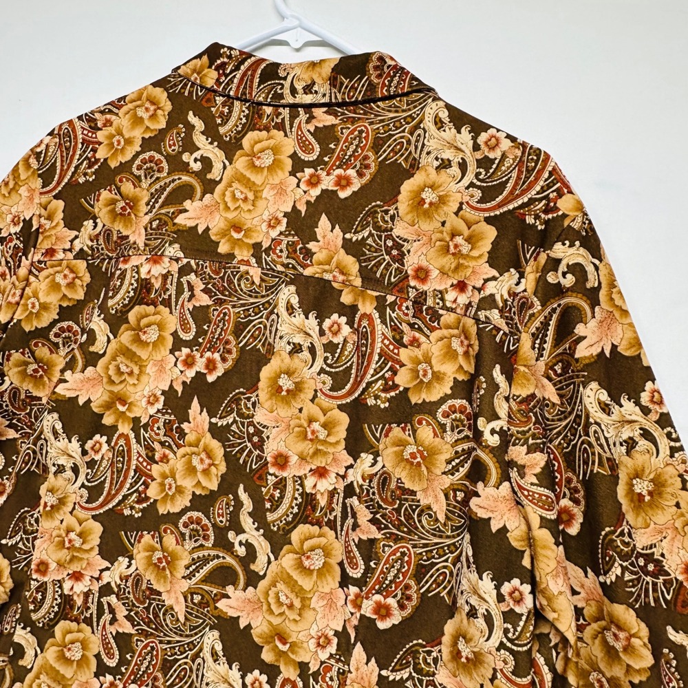 Sag Harbor Floral Fall Colors Paisley Print Long Sleeve Jacket Top Size 16P L - Picture 6 of 7